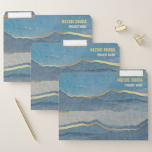 Luxe Blue Gold Mountains Sky Landschaft