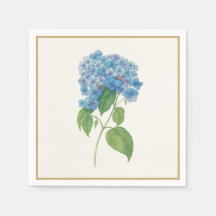 Luxe Blue Hydrangea Napkin — Elegant Botanical