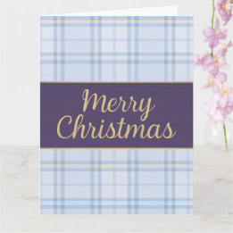 Luxe Blue Plaid “Merry Christmas Karte