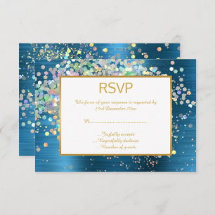 LUXE BLUE RAINBOW HOLOGRAPHISCHE SPOT UAWG RSVP KARTE
