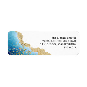 Luxe Blue und Gold Abstrakte Rücksendeadresse