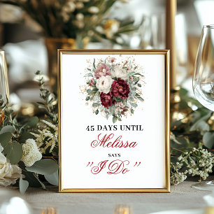 Luxe Blush Burgund Dais Until I Do Countdown Poster