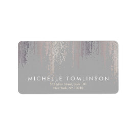 Luxe Blush Confetti Rain Muster Gray Adressaufkleber