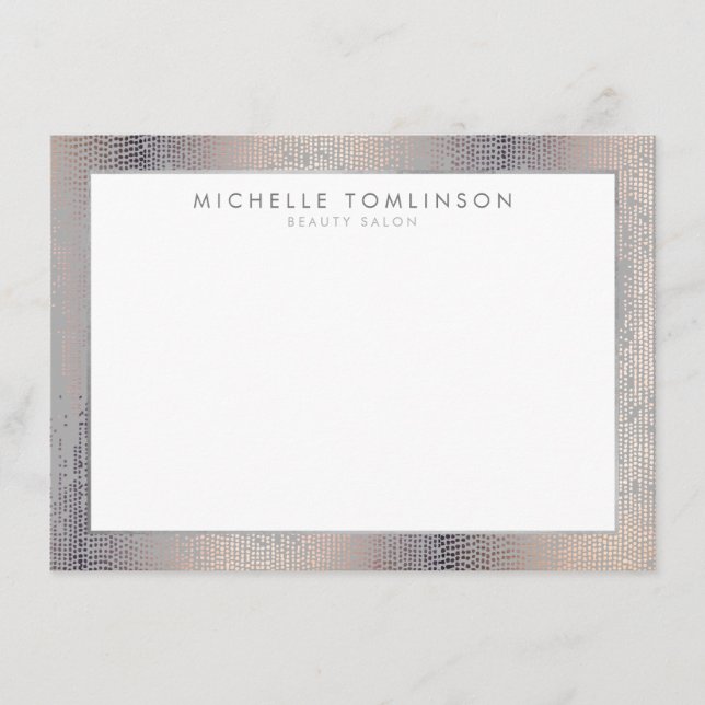 Luxe Blush Confetti Rain Muster Gray Notecard Mitteilungskarte (Vorderseite)