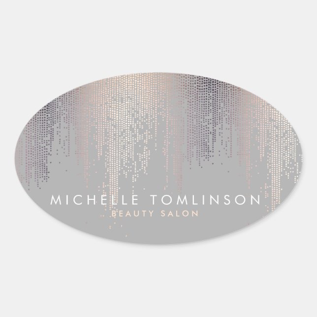 Luxe Blush Confetti Rain Muster Gray Ovaler Aufkleber (Vorderseite)