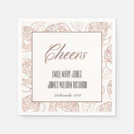 LUXE BLUSH PINK ROSE GOLD FLORAL CHEERS WEDD SERVIETTE