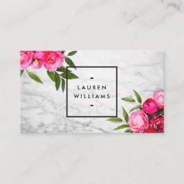 Luxe Bold Wasserfarbe Rose auf Marmor Visitenkarte