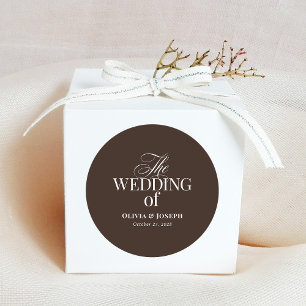 Luxe Braun   Elegante Hochzeit Runder Aufkleber