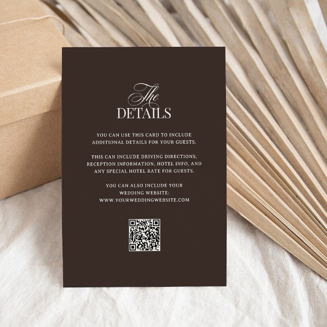 Luxe Braun | QR-Code Hochzeitsgastdetails Begleitkarte (Von Creator hochgeladen)