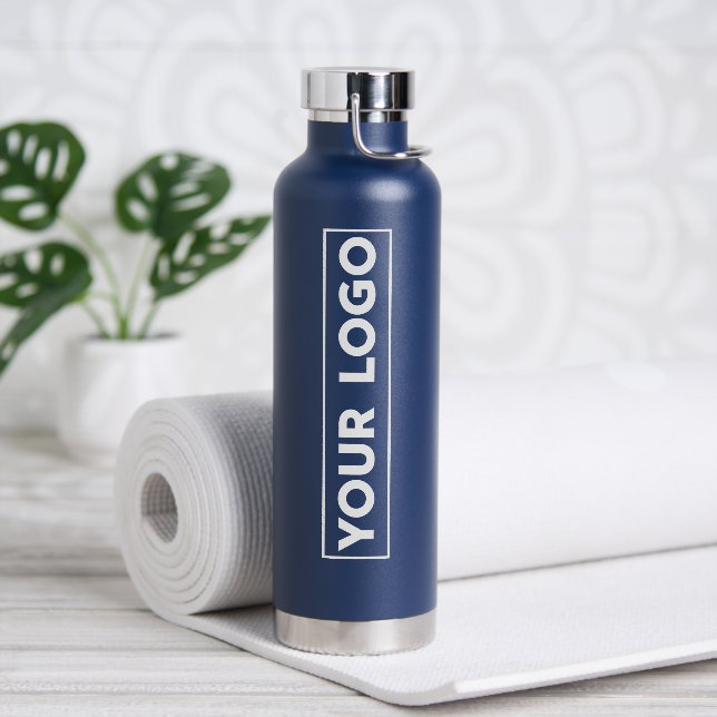 Luxe Breitlogo Navyblau Trinkflasche (Yoga)