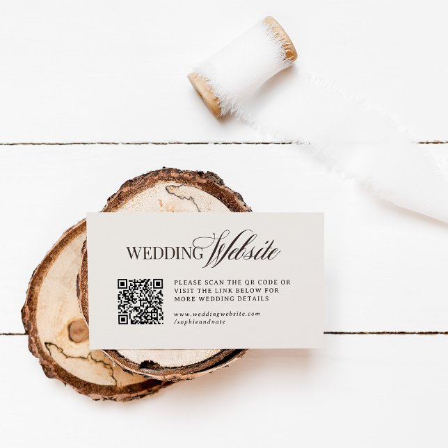 Luxe Brown and Ivory | Wedding Website QR Code Begleitkarte (Von Creator hochgeladen)