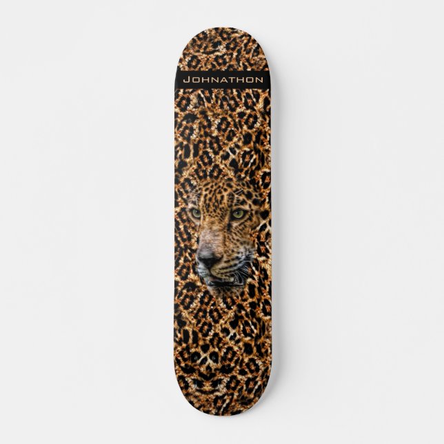 Luxe Brown-Leopard-Pelz-exotische wilde Skateboard (Vorne)