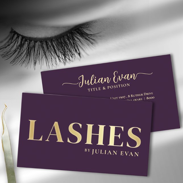 Luxe Burgundy Gold Lash Technician Business Card Visitenkarte (Von Creator hochgeladen)