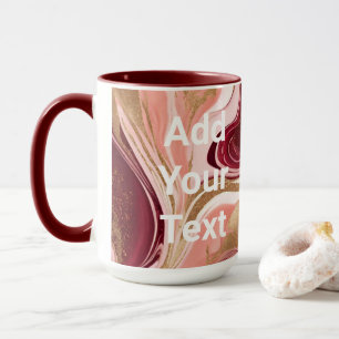 Luxe Burgundy Gold Wirbel Benutzerdefinierter Text Tasse
