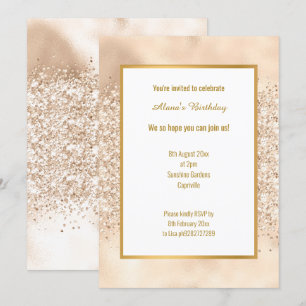 LUXE CHAMPAGNE GLITZER BIRTHDAY EINLADUNG