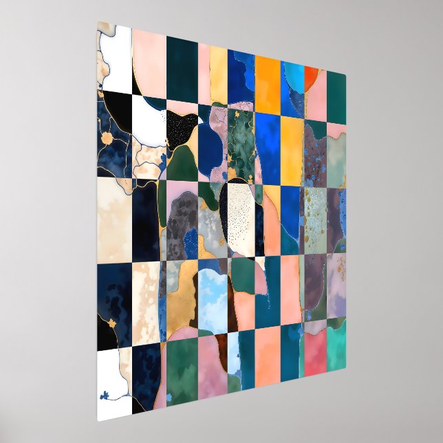 Luxe Checkerboard Vorhang Foliendrucke (Ablage )