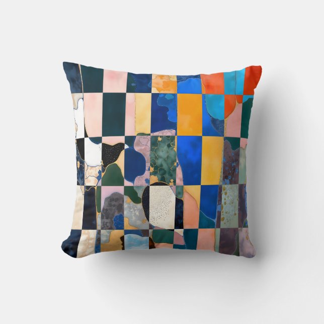 Luxe Checkerboard Vorhang Kissen (Vorderseite)