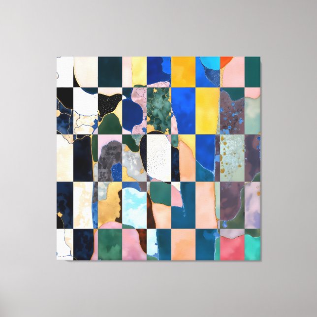 Luxe Checkerboard Vorhang Leinwanddruck (Vorderseite)