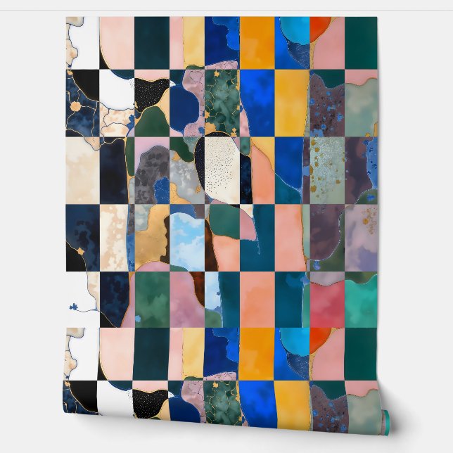 Luxe Checkerboard Vorhang Tapete (Abrollen)