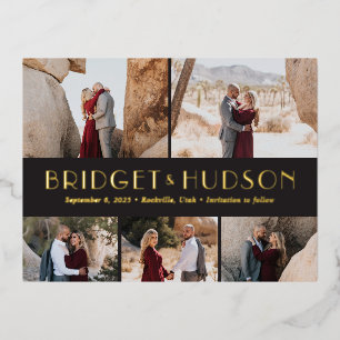 Luxe Collage FOIL Save the Date Postcard Folie Einladungspostkarte