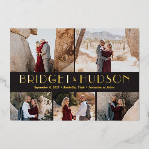 Luxe Collage FOIL Wedding Save the Date Card Folieneinladung