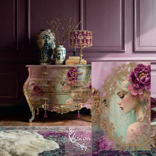 Luxe Collage, Mix Media Portrait Floral Seidenpapier