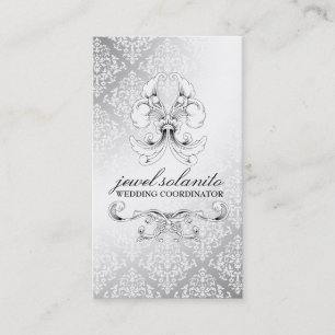 Luxe Damast der Eleganz-311-Silver Visitenkarte