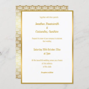 LUXE DELICATE GOLD LACE TIARA WEDING INVITATION EINLADUNG