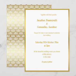 LUXE DELICATE GOLD LACE TIARA WEDING INVITATION EINLADUNG