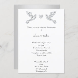 Luxe Diamond Liebe Dove Wedding Einladung