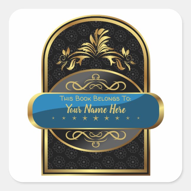 LUXE| Dieses Buch gehört zu (maßgeschneidertes Buc Quadratischer Aufkleber (Vorderseite)