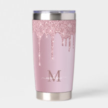 Luxe Dripping Rose Gold Glitzer Monogram