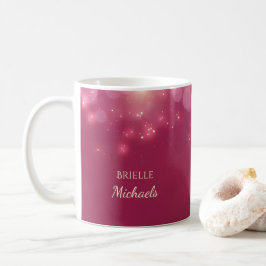 Luxe Dunkelrosa Glamour Bokeh Glitzern mit Namen Kaffeetasse