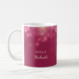 Luxe Dunkelrosa Glamour Bokeh Glitzern mit Namen Kaffeetasse