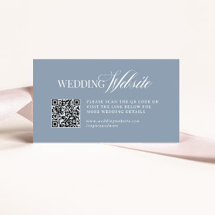 Luxe Dusty Blue Hochzeitswebsite QR Code Begleitkarte