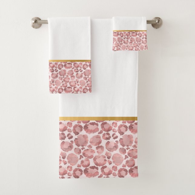 LUXE DUSTY PINK LEOPARD BADEZIMMER TOWEL SET (Insitu)