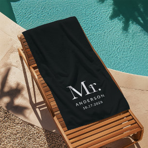 Luxe Elegance Black   Minister und Hochzeitstag Strandtuch