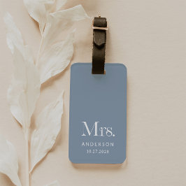 Luxe Elegance | Dusty Blue Mrs. and Wedding Date Gepäckanhänger