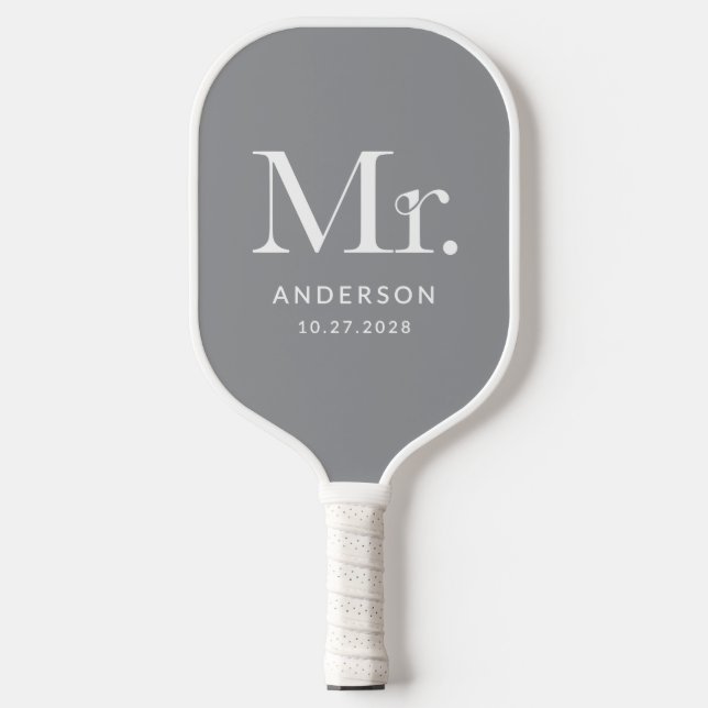 Luxe Elegance Gray | Minister und Hochzeitstag Pickleball Schläger (Vorderseite)