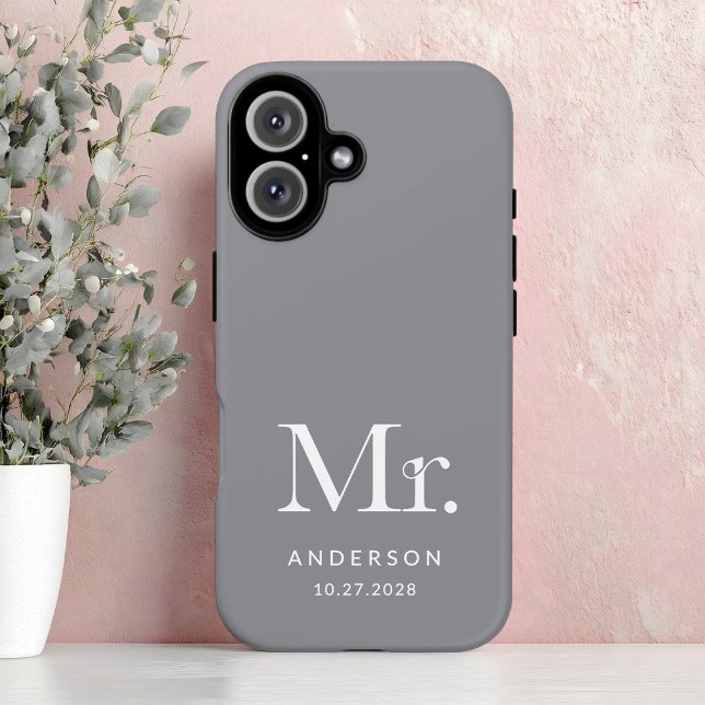 Luxe Elegance | Gray Mister and Wedding Date Case-Mate iPhone Hülle (Von Creator hochgeladen)