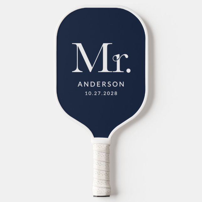 Luxe Elegance Navy Blue | Minister und Hochzeitsta Pickleball Schläger (Vorderseite)
