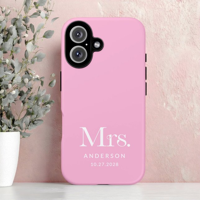 Luxe Elegance | Pink Mrs. and Wedding Date Case-Mate iPhone Hülle (Von Creator hochgeladen)