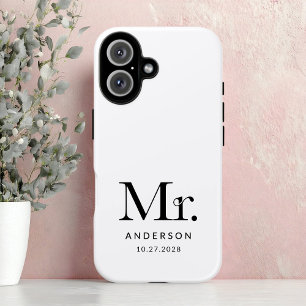 Luxe Elegance   Schwarz-Weiß-Mister-Hochzeit iPhone 16 Hülle
