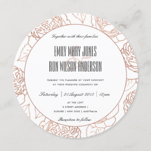 LUXE ELEGANT BLUSH PINK ROSE GOLD FLORAL WEDD EINLADUNG