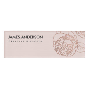 LUXE ELEGANTE BLUSPINK ROSE GOLD FLORAL NAMENSCHILD