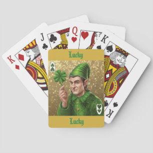 Luxe Elf Lucky Playing Card Gold Glitzer Glitzern Spielkarten