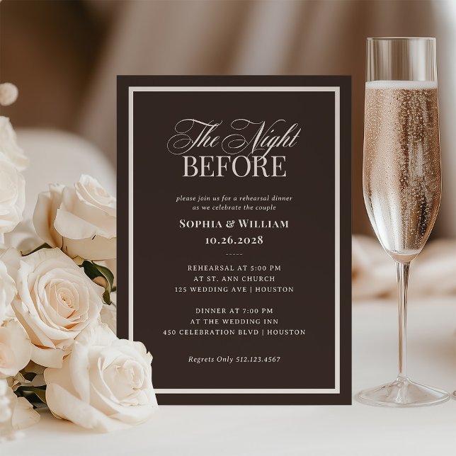 Luxe Espresso Brown | Neutral Rehearsal Dinner Einladung (Von Creator hochgeladen)