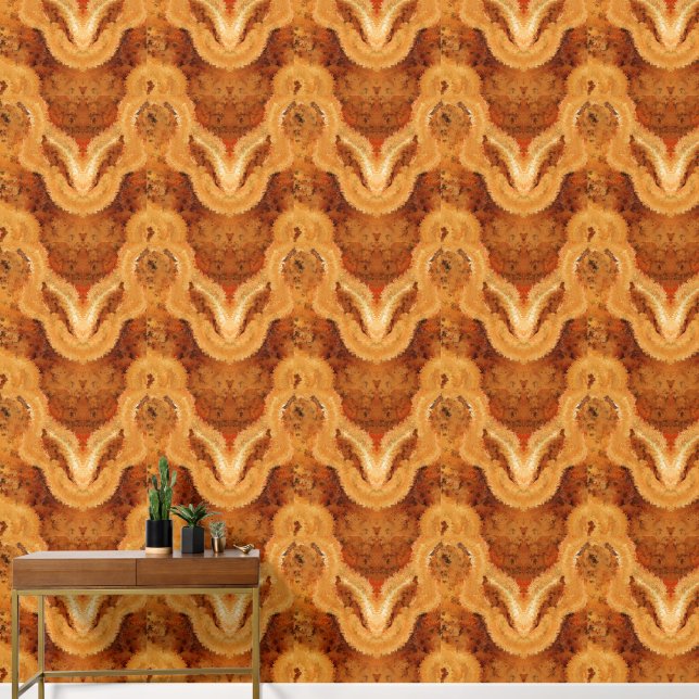 Luxe Faux Burled Wood Tapete (Hausflur)