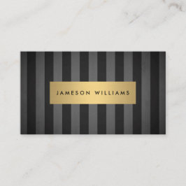 Luxe feine schwarze und graue Streifen mit goldene Visitenkarte