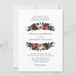 Luxe Floral Accents Monogram Wedding Einladung